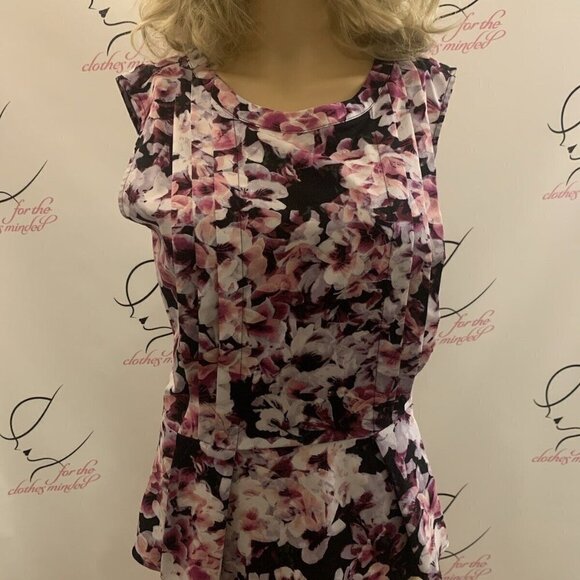 Attention. Size S-M. Bust 37. Floral Cap Sleeve Pleated Peplum Top. B51 - Picture 1 of 7